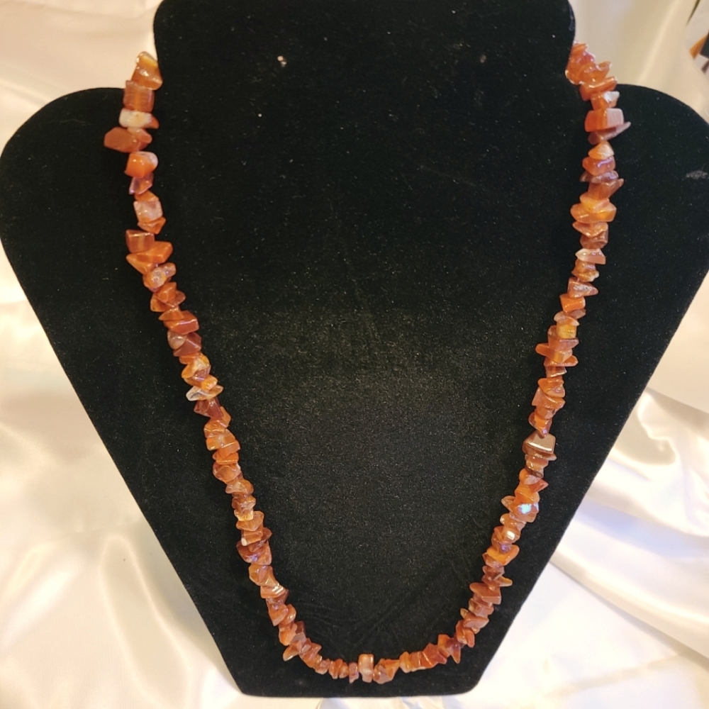 Homemade warm amber strand necklace.
